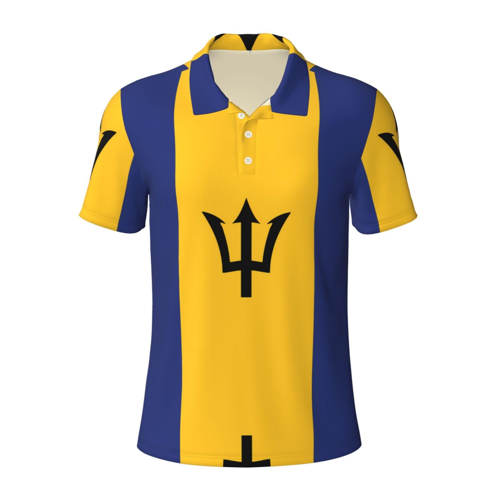 ZQYTGFDC Flag of Barbados 2XL Polo Shirt, Breathable and Comfortable, Suitable for Men's Casual Business Occasions. Black