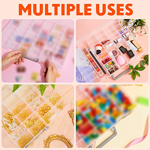Image of Juexica 1 Pcs Large 48 Grids Plastic Storage Bead Organizer Box, Tackle Box, Compartment Organizer Container with Adjustable Dividers for Jewelry Art Crafts Toys Screw Small Parts (Clear)