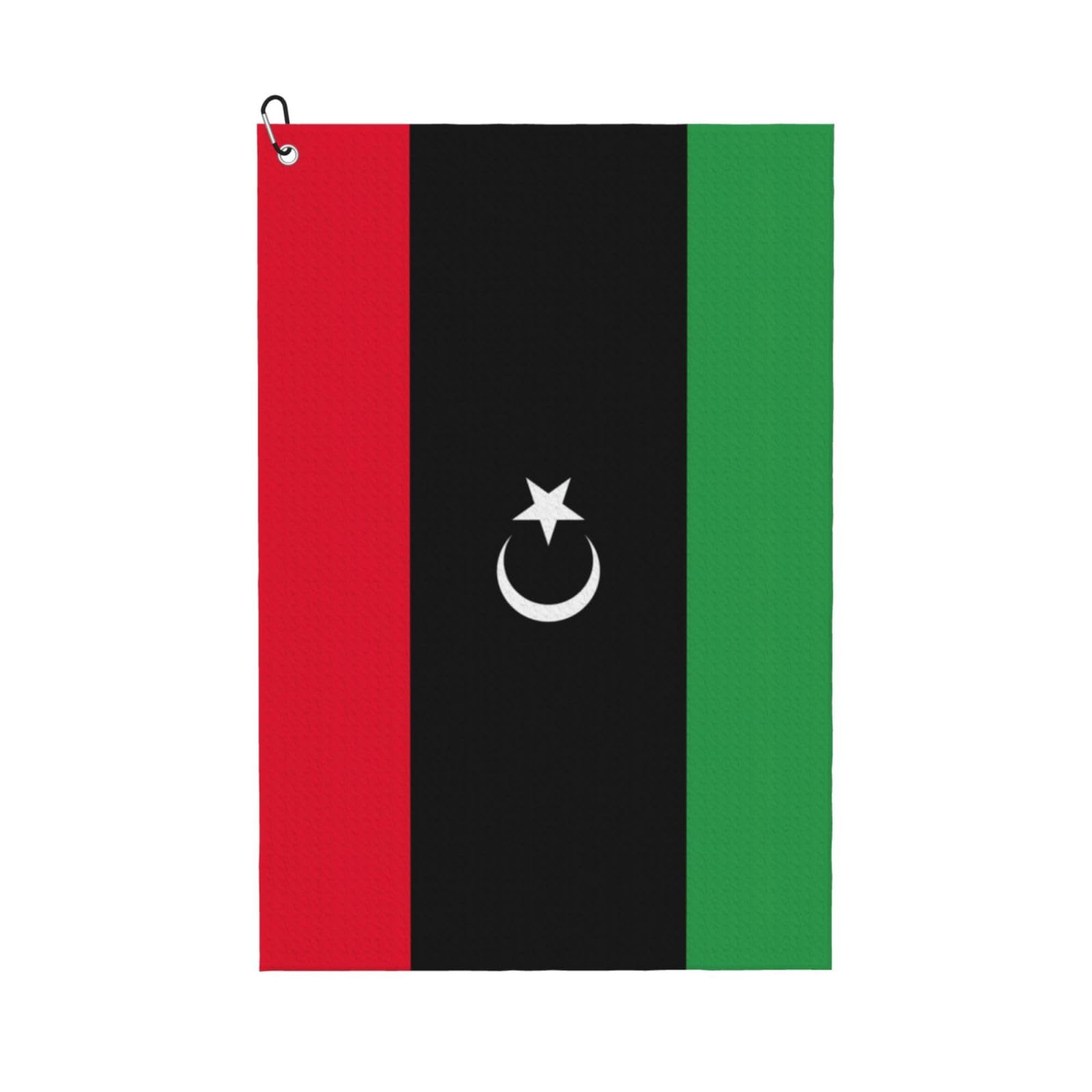 Anceky Libyan Flag Print Golf Towel 24"X16" Microfiber Golf Cleaning Towel with Carabiner Clip for Golf Bags