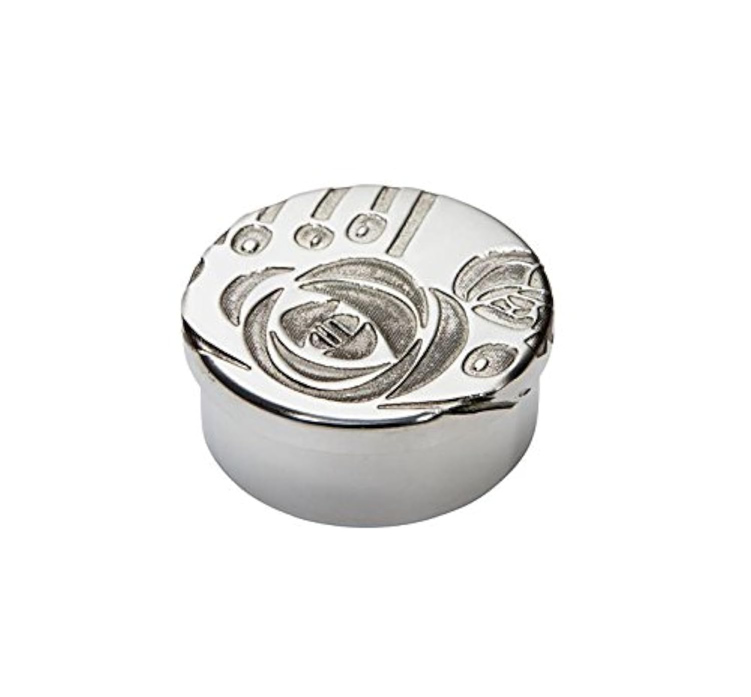Wentworth Pewter - Small Charles Rennie Mackintosh Inspired Pewter Round Trinket Box, Pill Box, Gift - Diameter:50mmh:25mm