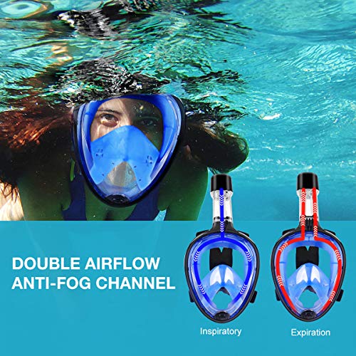 MOSFiATA Snorkel Mask, 180° Panoramic View Full Face Diving Mask Anti-Fog Anti-Leak Safety Diving with Detachable Action Camera Mount for Adults and Youth - Thumbnail 2