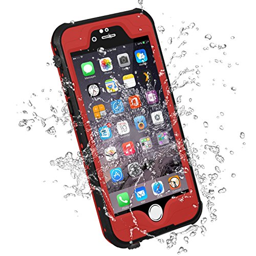 HESGI iPhone 6S Plus Waterproof Case, IP-68 Waterproof Shockproof Dust Proof Snow Proof Full Body Protective Case Cover for Apple iPhone 6S Plus iPhone 6 Plus 5.5[Red]