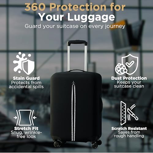 Image of WanderWraps Spendex Polyester Protective Luggage Cover | Hard Luggage Trolley Bag Cover | Washable | Dust Proof | Stretchable | S - 20 inch | Skytrail