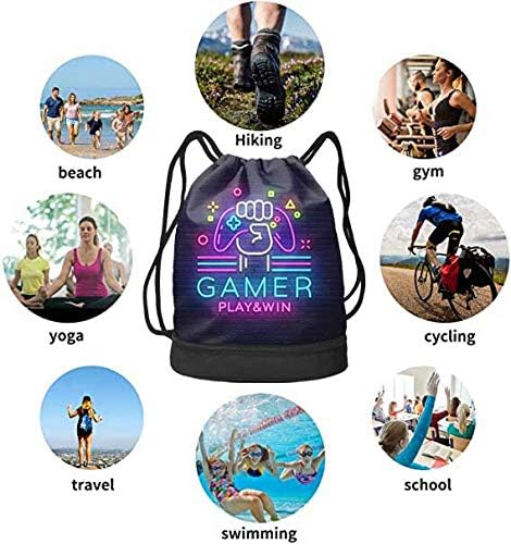 Miniatura 6 de D-WOLVES Drawstring Backpack Bag Gym Sports String Sackpack Beach Daypack for Men & Women