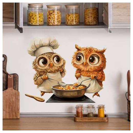 HGDESIGN® Wandtattoo Wandaufkleber Katze Maus Koch Gerichte Wandsticker Wanddeko für Küche Esszimmer (D)