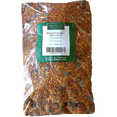 ORGANIC WHOLE CALENDULA FLOWERS 16 OZ Bag (Marigold) â€“ USDA CERTIFIED 100% ORGANIC and KOSHER â€“ Herbal Tea (Calendula Officinalis), Caffeine Free (16 oz - 1 LB)