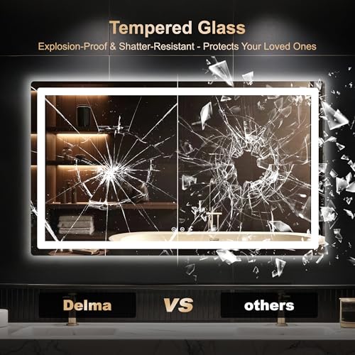 Delma LED Bathroom Mirror with Lights, 30x50 Vanity Mirror for Bathroom Wall, Anti-Fog, Dimmable, Front Lit & Backlit, Memory Function, Shatterproof Tempered Glass, 3 Color Modes(Horizontal/Vertical) - Image 6