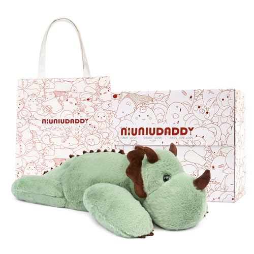 Niuniu Daddy Sensory Weighted Stuffed Animal with Adults, 5lb Large Pillowfort Weighted Plush Dinosaur Toy with Fluffy Fur and Soft Body, Plushies for Gift Valentine Birthday Include Bag Stickers Card