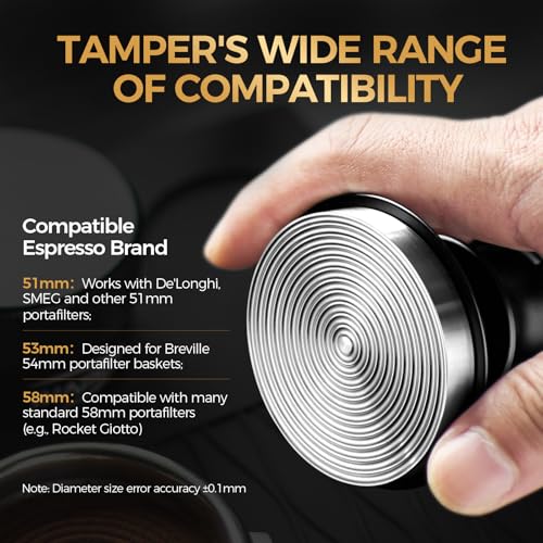 Image of IKAPE 58mm Espresso Tamper, Premium Barista Coffee Tamper with Calibrated Spring Loaded, Threaded Stainless Steel Base Compatible with Espresso Machine Rancilio, Gaggia Bottomless Portafilter