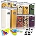 JOTOL Contenitori Ermetici per Alimenti,Contenitori Ermetici per Cereali Set 10 pezzi,Senza BPA,per Pasta,Farina,Zucchero,Contenitore di Plastica con Coperchio con Etichette,Pennarello,Cucchiaio