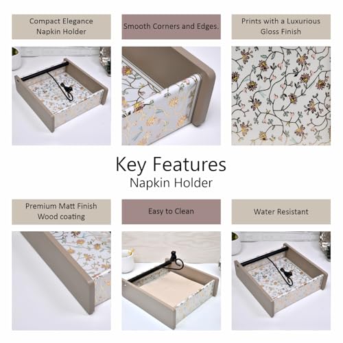 Image of Home Sparkle Napkin Storage 1 Pack |Beige|Table Napkin Holder Tray for Indoor & Outdoor Use | Kitchen, Dining, Restaurant & Home Decor | Durable & Stylish (C6V53)