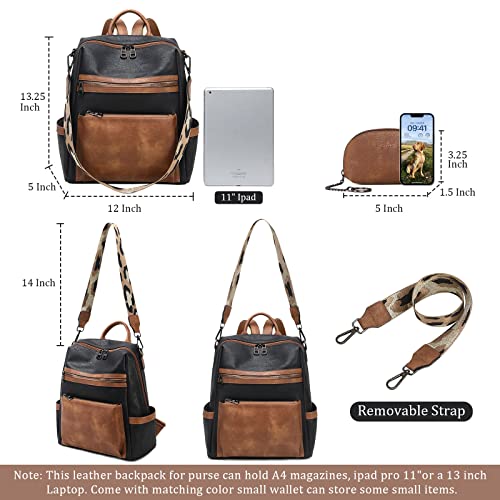 Image of AGLOD Leather Backpack Purse for Women Designer Ladies Shoulder Bag Fashion Faux Work Travel Handbags