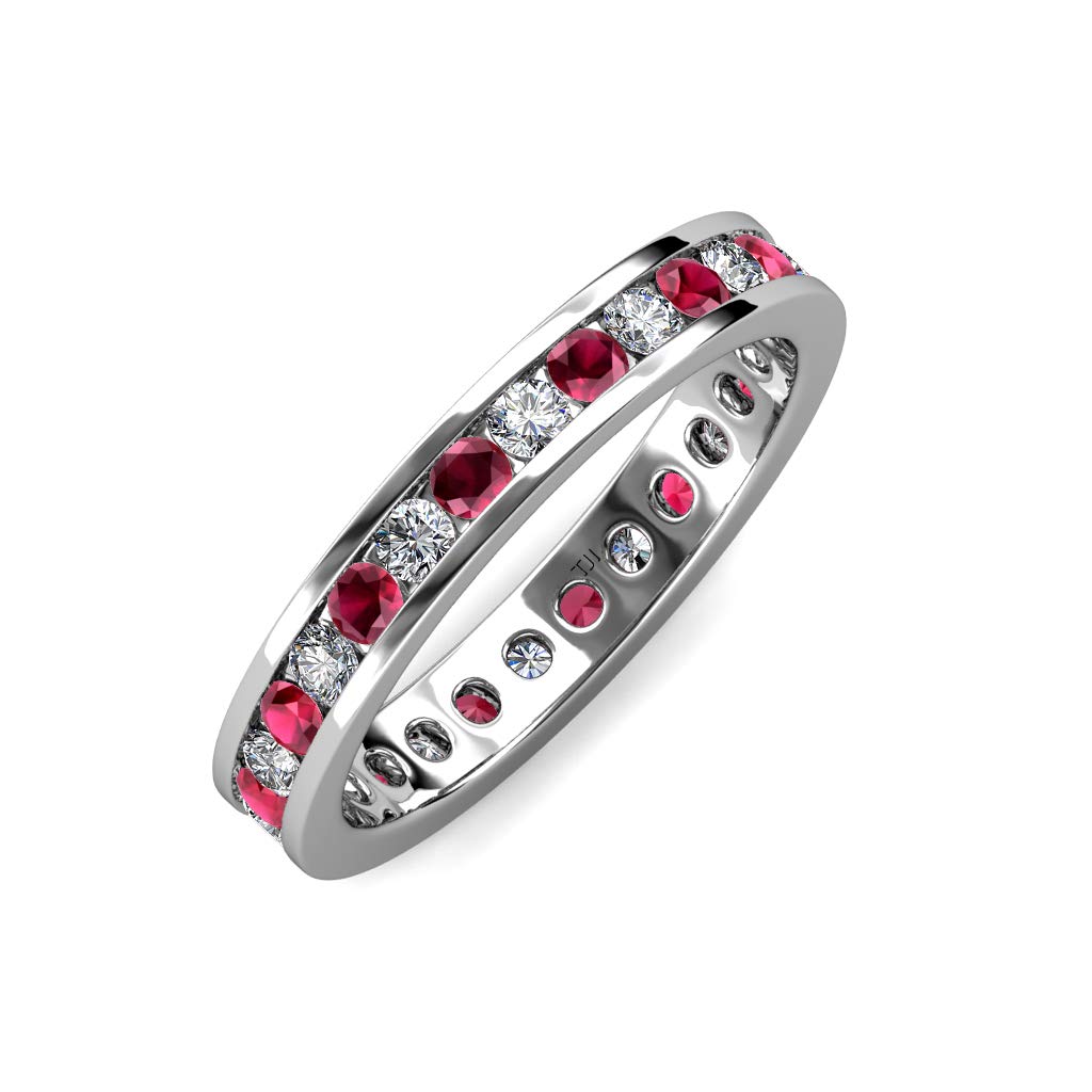 TriJewels Ruby Diamond 1 1/4 ctw Channel Set Women Eternity Ring Stackable 14K Gold