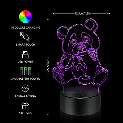 Image of BASSI Panda Gift Panda Lamp for Kids, 16 Colors Changing Remote Control Night Light Panda Toy - Birthday for Boys Girls Age 3 4 5 6 7 8 9 Teenages
