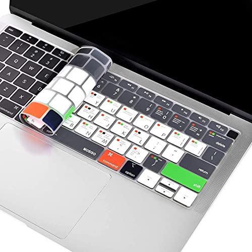 Mosiso Keyboard Cover Compatible With Macbook Air 13 Inch 2019 2018 Release A1932 With Retina Display & Touch Id, Waterproof Dust-Proof Protective Silicone Skin, Mac Os X Shortcut, Gray #TOP3