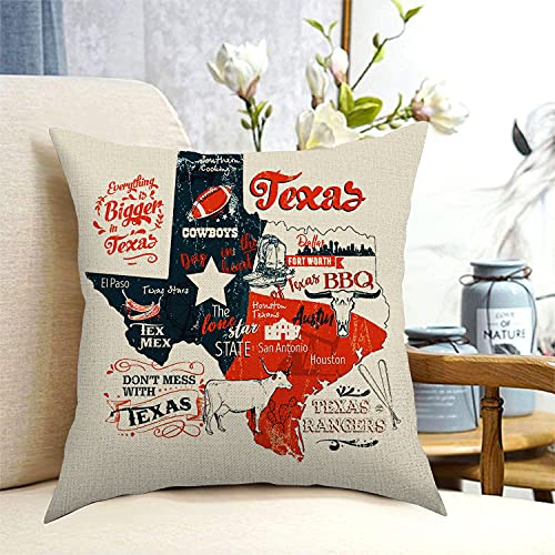 Texas Stat Flag Cushion Cover Throw Pillow Covers Set Of 2 Outdoor Home Decor Texas Western Themed Sofa Pillows Cotton Linen 18 X 18 Inches Square For Couch Sofa Bedroom Chair #TOP3