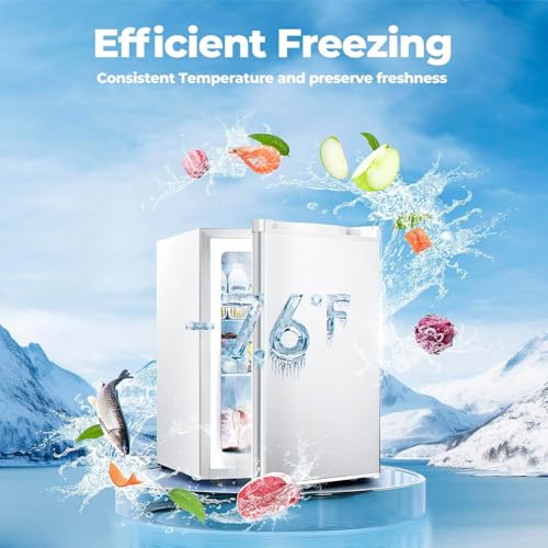 Image of Electactic 2.1 Cu.ft Small Freezer, Mini Upright Freezer with 7 Adjustable Thermostat, Removable Shelves, Reversible Single Door, for Bedroom /Home /Dorms /Apartment (White)