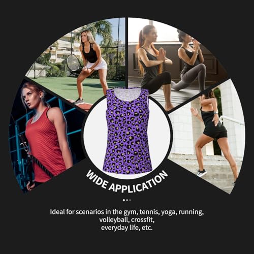 Athletic Tank Top for Women - Purple Leopard Print Fashion Sleeveless Quick Dry Gym Yoga Running Tennis Tops4
