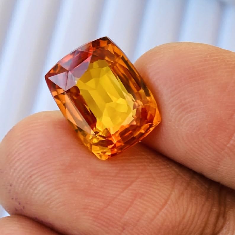 Saphir orange naturel coussin 13x10mm pour création de bague - 5
