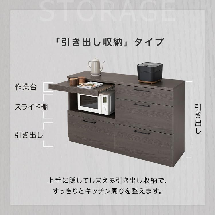 Amazon｜LOWYA ロウヤ 食器棚 キッチン収納 キッチンカウンター 半完成 