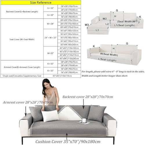 Copridivano lavabile – protezione antigraffio per divano estate coperta a forma di L per mobili grigio 110 x 110 cm – perfetto per proprietari di casa e animali domestici