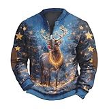 Generisch Festliches Sweatshirt mit Viertelreißverschluss ohne für die Feiertage – bequemer Pullover Kombinieren. (Blue, M)
