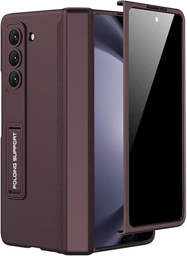 Miimall Funda para Samsung Galaxy Z Fold 5 con protector de pantalla de privacidad, soporte ajustable integrado y protección magnética de bisagra,