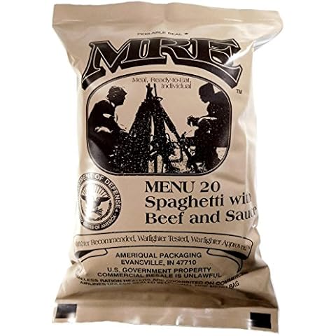 Spaghetti w/Meat Sauce MRE Meal - Genuine US Military Surplus Inspection Date 2020 and Up Cover