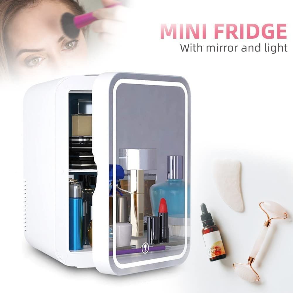 FAXIOAWA 8L Mini Beauty Fridge Portable Mirrored Beauty Makeup Skincare Frigorifero Skins Dispositivo di Raffreddamento e Riscaldamento termoelettrico per la Cura della Pelle