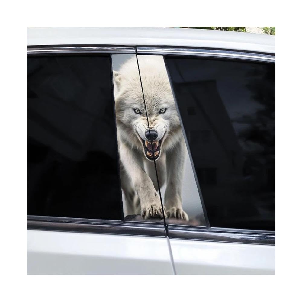 Decorative Items 2pcs Wolf Full Moon Car Center Pillar Sticker(Type A)