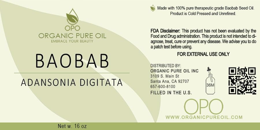 Miniatura 2 de Aceite de Baobab  100% puro, prensado en frío, sin refinar, de origen orgánico, vegano, sin OMG, aceite portador a granel para cabello, piel, cara,