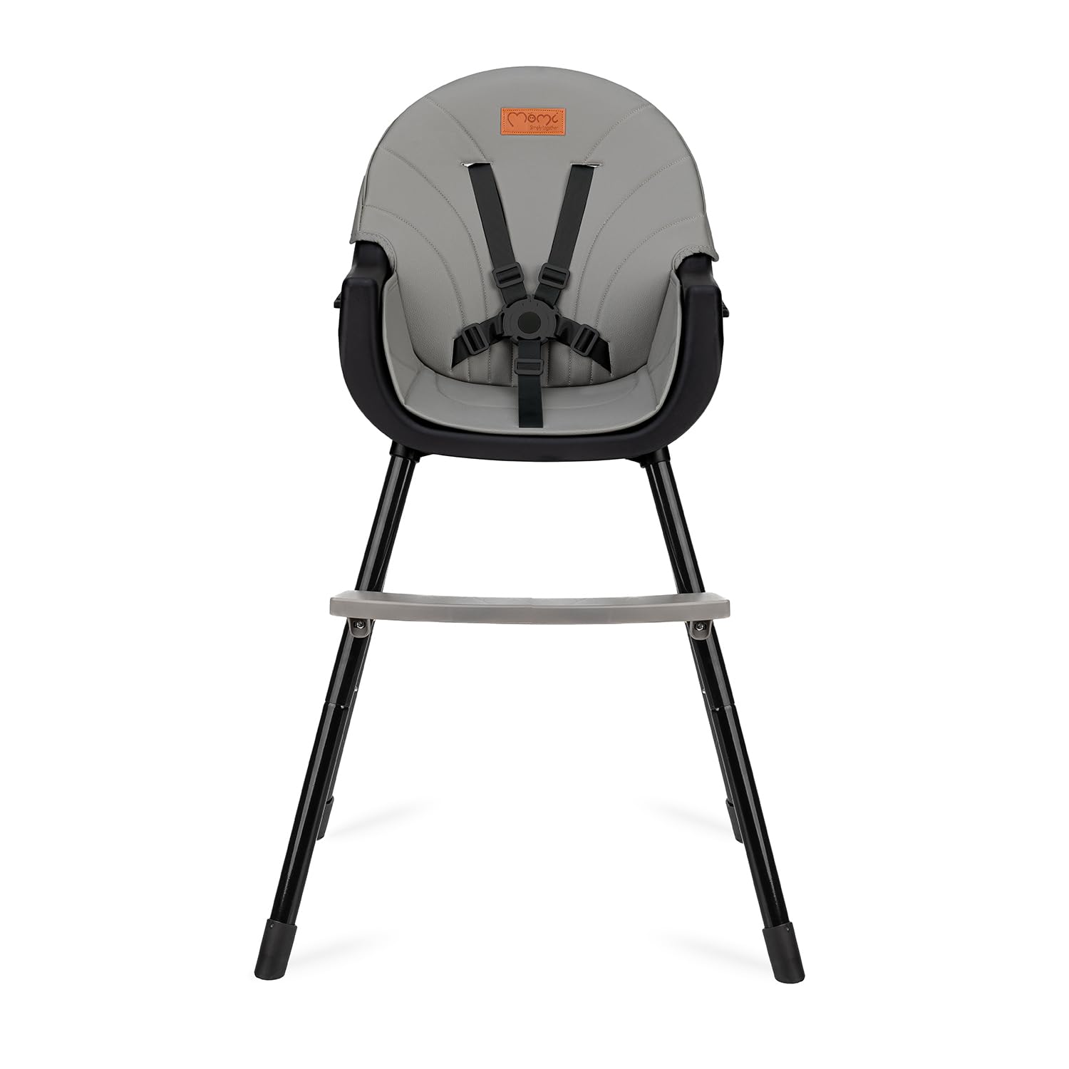 MoMi REKI Chaise Haute Bébé 3 en 1 Noir, Évolutive avec Plateau Réglable, Harnais de Sécurité, Repose-pieds, Dossier Confortable, Jouet Inclus