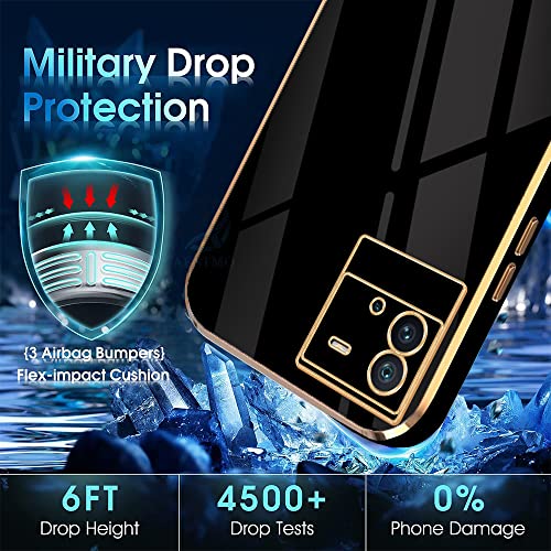 Image of AESTMO TPU Back Case Cover for Iqoo Neo 6 5G Back Cover|Gold Electroplating Chrome|Raised Edges|Super Soft-Touch|Bumper Back Case for Iqoo Neo6 5G (Gold&Black)