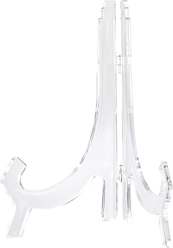 uxcell Soporte de caballete de acrílico de 2 piezas de 9.8 pulgadas, soporte de placa de exhibición plegable transparente para marco de fotos
