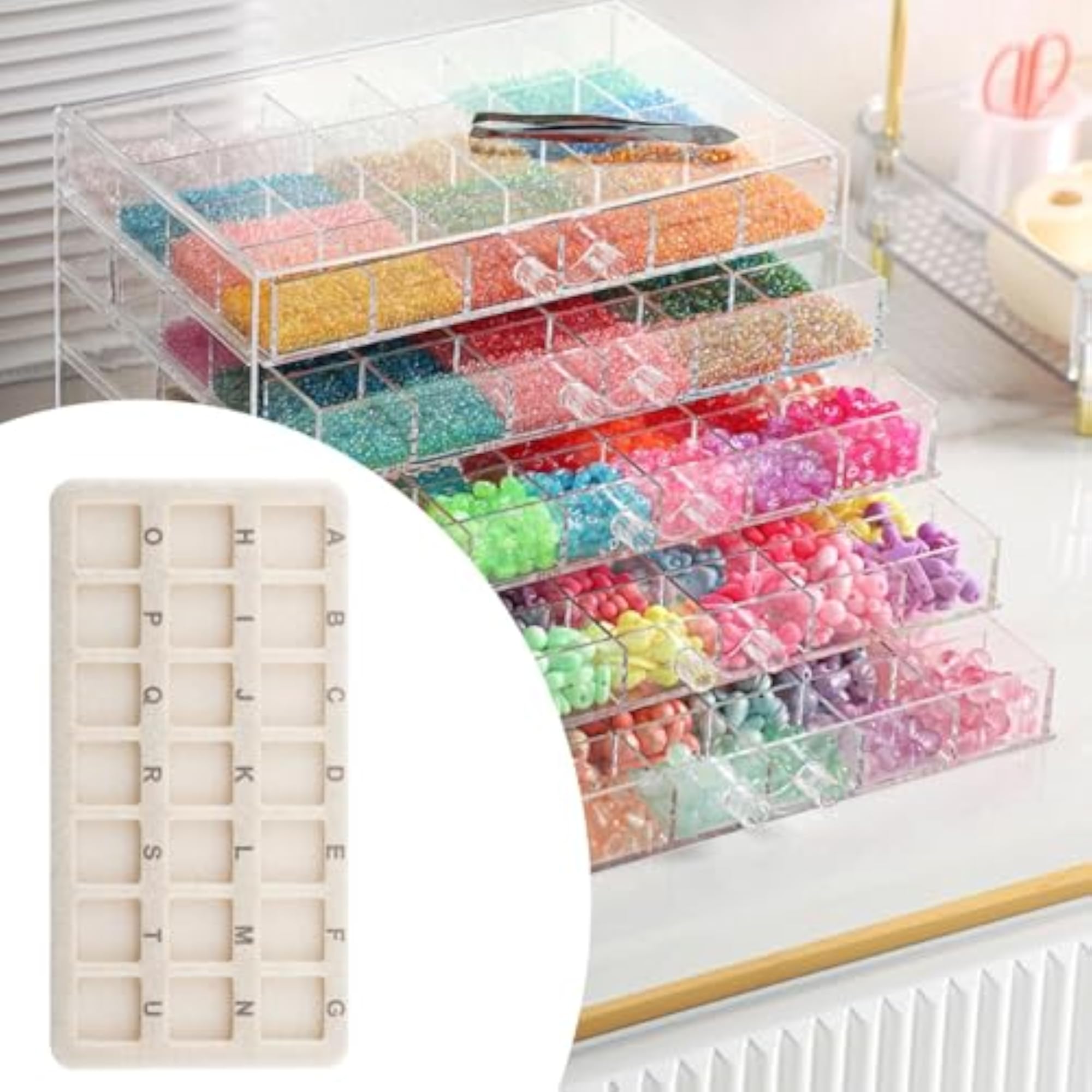 Bead Mat 21 Grid Rectangle Beading Pad for Necklace Making