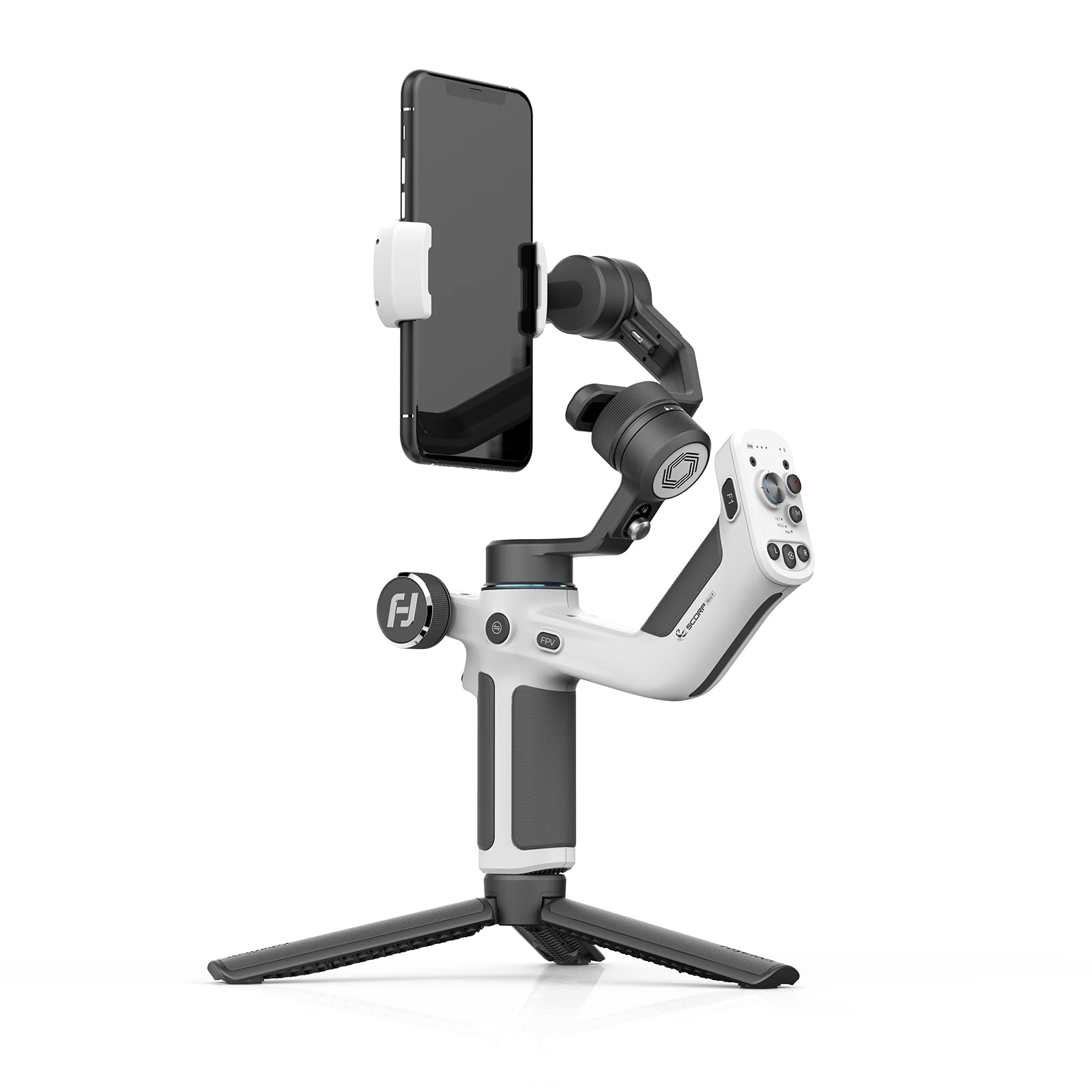 FeiyuTechGimbal Stabilizer for Smartphone with Tripod 3-Axis Video Stabilizer for All iPhone and Android Series Max 1.15 lb Payload Face Tracking/Dolly Zoom/Time-Lapse Handheld Stabilizer White