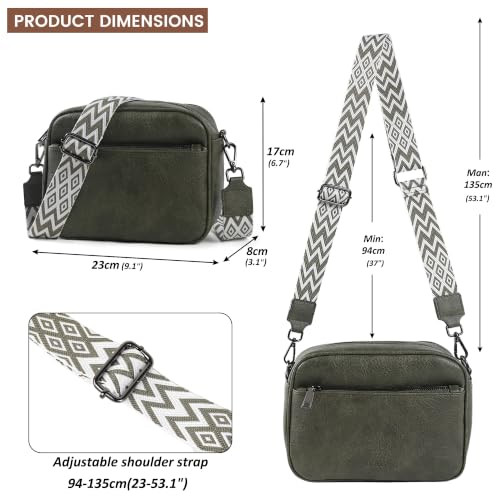 Image of TANTOMI Crossbody Bags for Women Trendy,Vegan Leather Crossbody Purses for Women Small Shoulder Bag Handbags with Wide Strap (Dark Green)