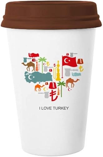 Heart Camel Lira National Flag Coconut Tree Mug Coffee Drinking Glass Pottery Ceramic Cup Lid