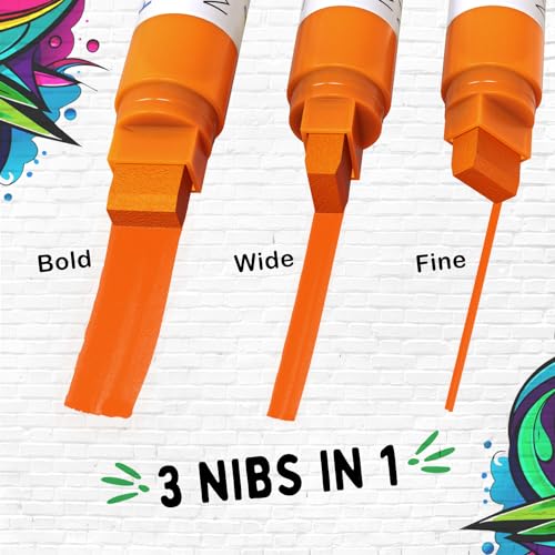 Funcils 10 Jumbo Acrylic Paint Markers - 15mm Acrylic Paint Pens for Canvas, Rock Painting, Wood, Plastic, Glass - Thick Permanent Markers for Signs, Wall Murals, Calligraphy, Tagging Markers