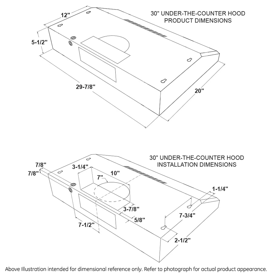 Campana debajo del gabinete con certificación Energy Star de 30 pulgadas con conducto convertible, escape vertical y trasero con, ventilador de escape de 2 velocidades, filtro reutilizable y luces 4