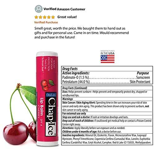 Chap-Ice® | Premium and Traditional Lip Balm for Chapped, Dry, or Windburned Lips | 3 Flavor Assorted Display - Cherry… - Image 5