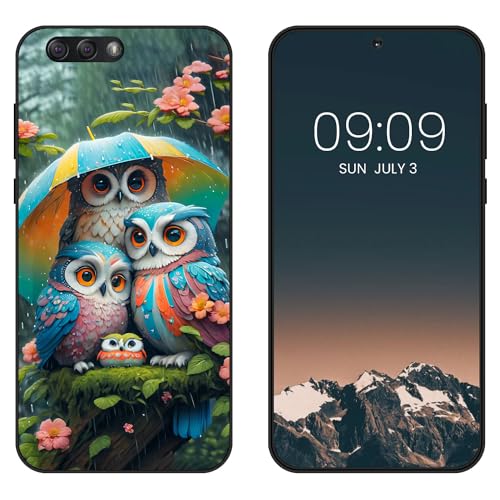 WUACYEAMING Funda Bonita para ASUS ZenFone 4 ZE554KL,Carcasa con Aesthetic Lindo Dibujos,Ultrafina Suave TPU Antigolpes Case Divertidas Diseño Negro-Búho