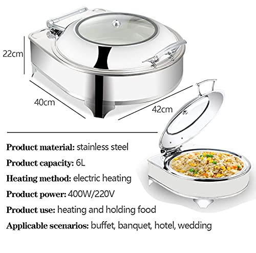 cvhtroe Chafing Dishes, Chafers und Buffetwärmer aus Edelstahl, 6L Speisenwärmer mit Warmhaltetablett für… – Bild 5