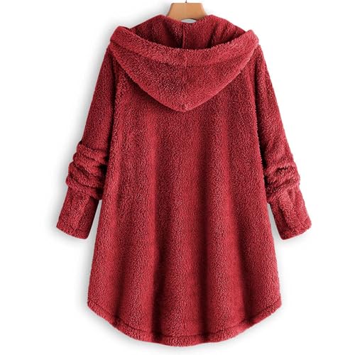 Girls Winter Hoodies Fuzzy Sherpa Hooded Jacket Button Cardigan Long Sleeve Outerwear Warm Fleece Sweaters Coat3