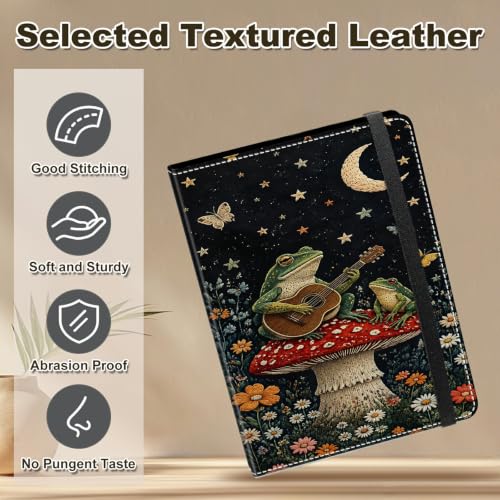 Image of Photo Album 4x6 120 Photos with Strong Elastic Band, Frog Guitar Night | Large Capacity Premium Leather Picture Album, Portable Wallet Albums Photo Book for Family Anniversaries Wedding Baby