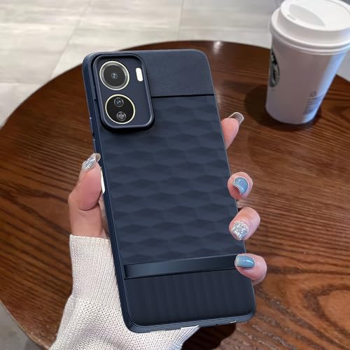 Image of Pikkme Back Cover for Vivo Y16 Camera Protection 3D Hexa Cube Design Silicone Protective Bumper Case (Blue)