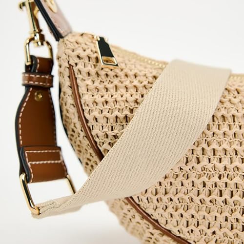 Handmade Woven Straw Crossbody Bag for Women, Beach Tote Bags for Women, Summer Slouchy Hobo Shoulder Crossbody Bag4
