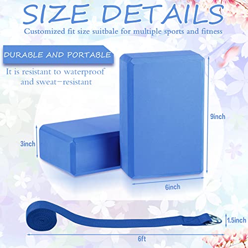 Wettarn 30 Pack Yoga Block And Yoga Strap Set 15 Pcs Non-Slip Yoga Blocks With 15 Pcs Metal D Ring Yoga Strap Stretching Exercise Workout Fitness Yoga Accessory For Gym (Blue) #TOP1