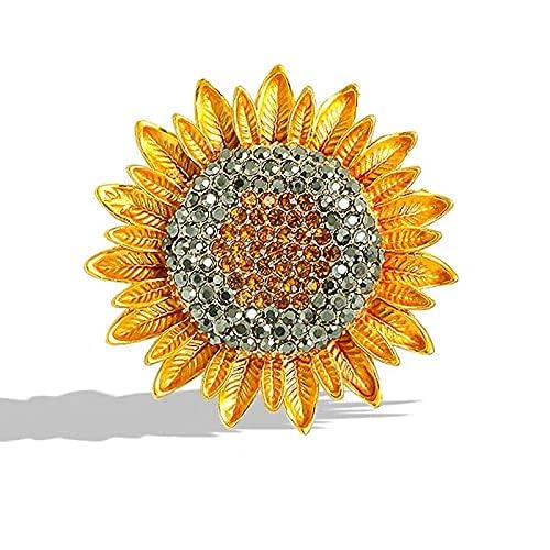 Brooch Pin for Women, Brooches for Women, Saree Pin, Sunflower Design with Crystal Embellishment for Saree and Dress Enhancement, Elegant Accessory for Festive and Daily-image-34
