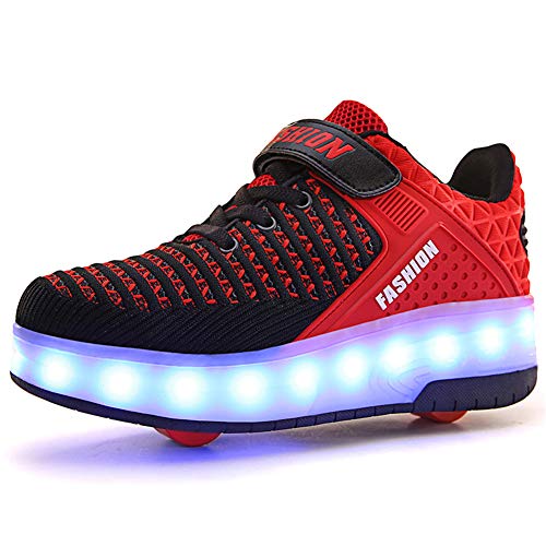 Unisex Niños Niñas LED Luz Flash Zapatos de Roller con USB Recargable Automática Ruedas Patines Al Aire Libre Gimnasia Running Zapatillas de Skateboard